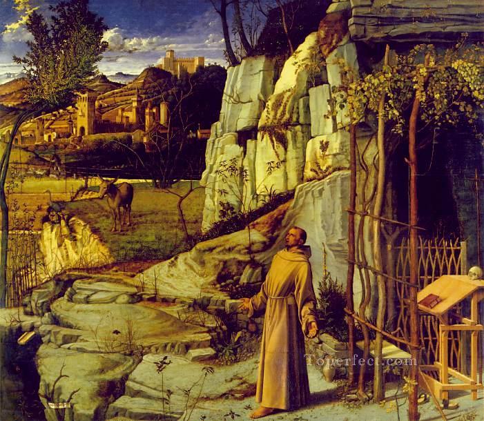 St Francis in ecstasy Renaissance Giovanni Bellini Oil Paintings
